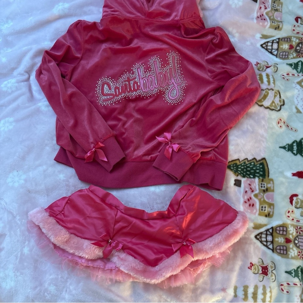 Pink Hoodie and Skirt Set